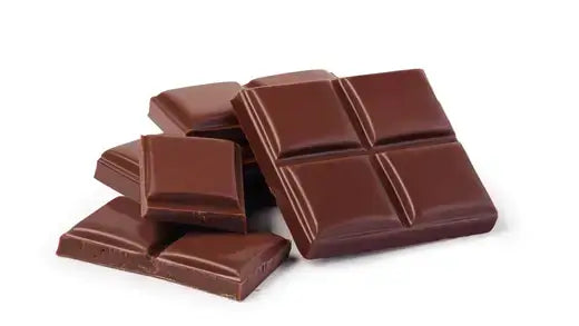 Dark brown chocolate bars with glossy finish and segmented squares