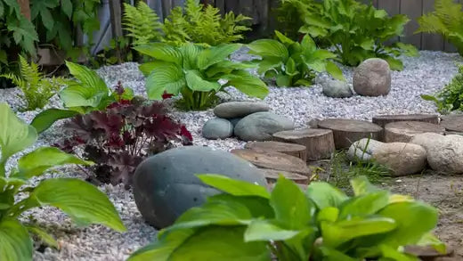 Smooth dark gray river rock for rock garden landscaping