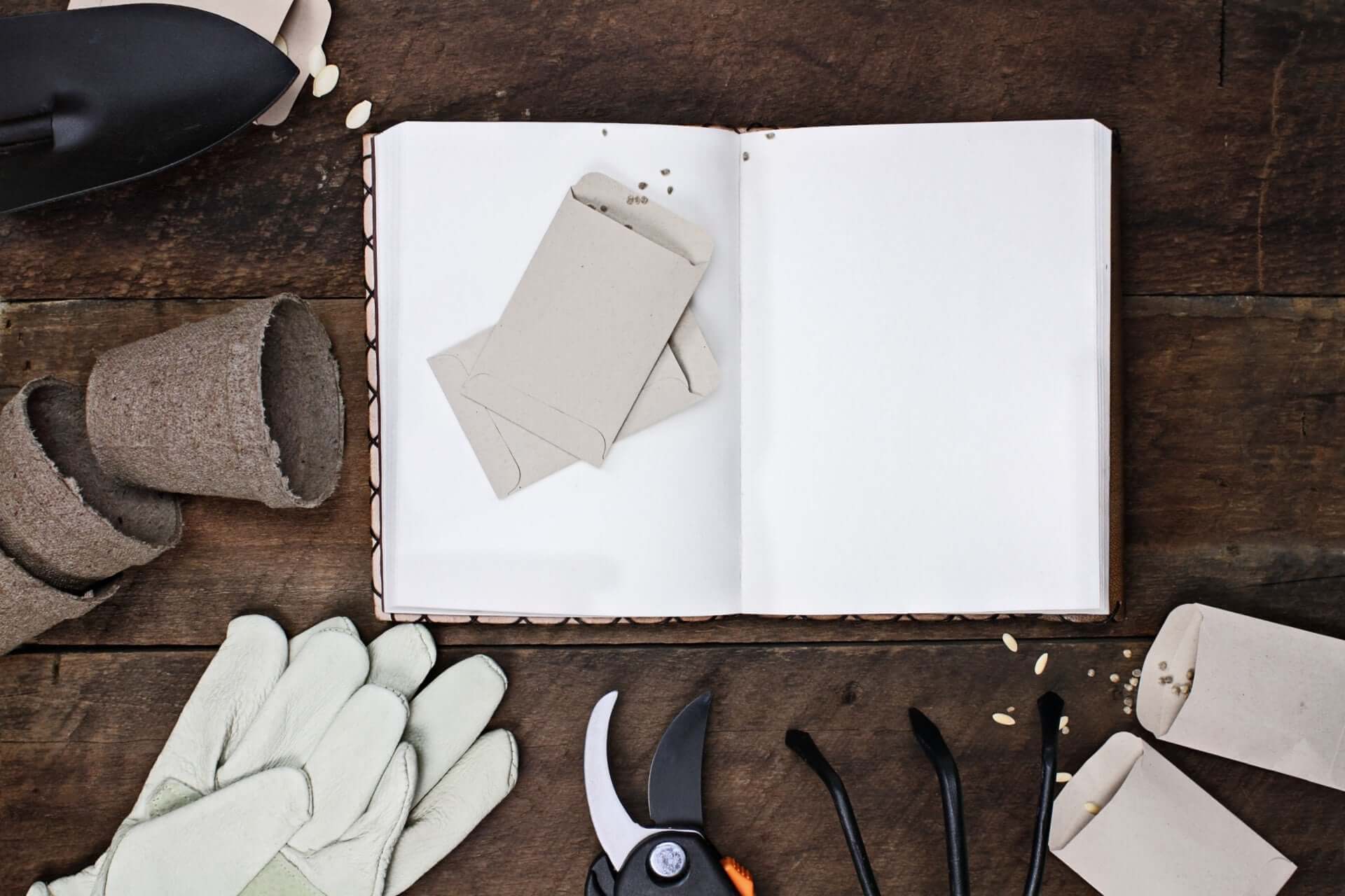 Open leather-bound notebook with blank pages for growth and reflection