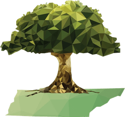 Stylized polygonal tree in green and brown from TN Nursery on Forbes holiday gifts