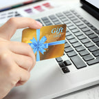 Golden Digital Gift Card with blue ribbon bow