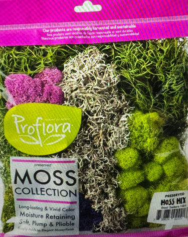 Profflora preserved moss collection in green, purple, silver-gray for tabletop decor